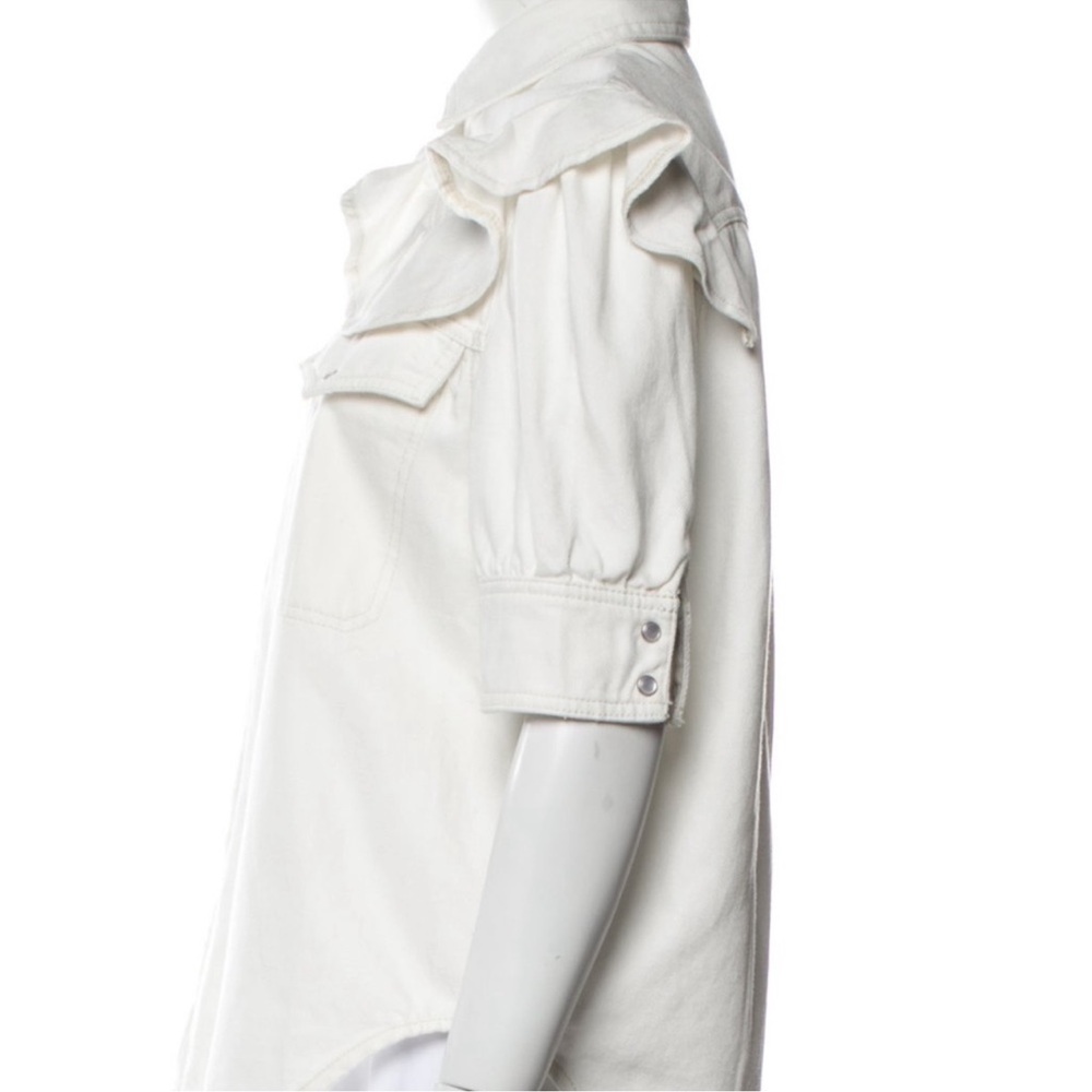 Zadig Voltaire white denim Jacket button down shirt Top L - Picture 3 of 10